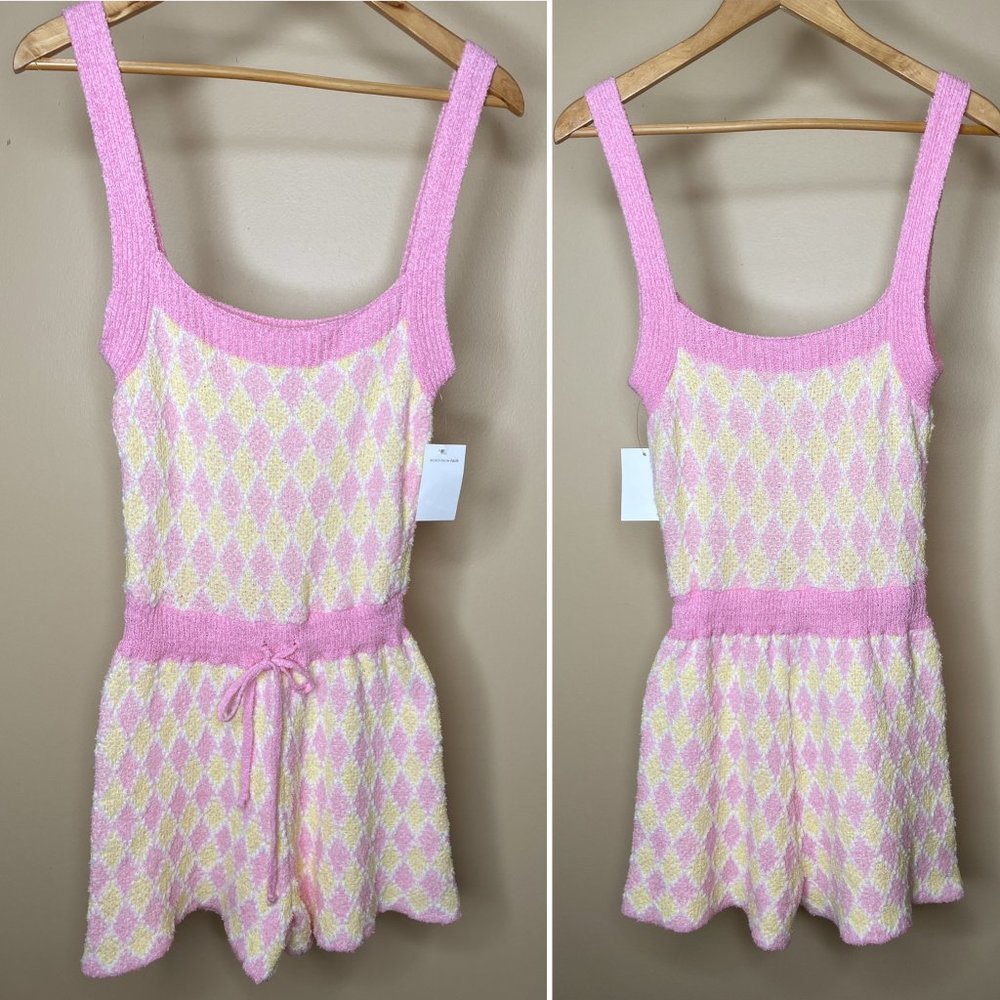 Free People Dream Diamonds Romper Pink / Yellow - Picture 2 of 16